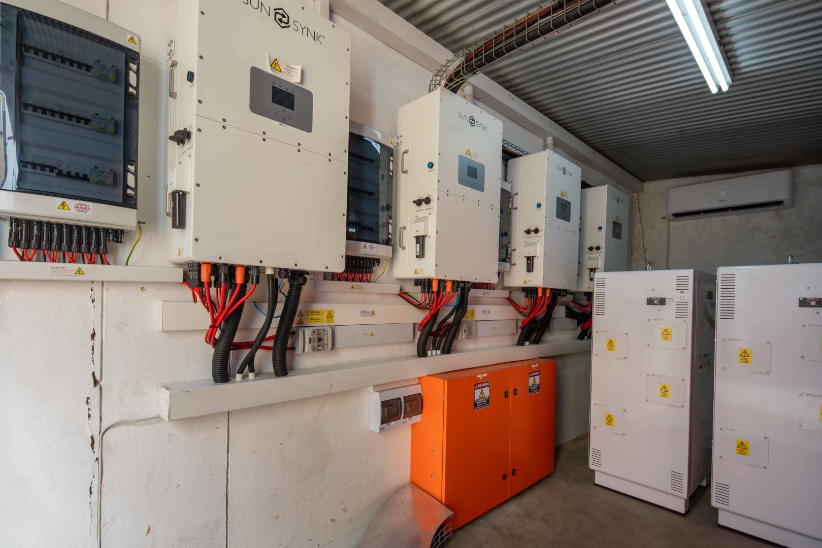 Battery storage and inverter equipment installed indoors